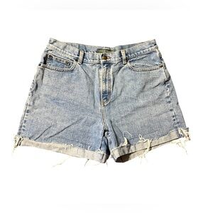 Vintage Ralph Lauren  Women’s Blue Medium Wash Frayed Denim Shorts